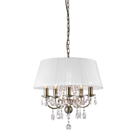 Olivia Antique Brass-White Crystal Ceiling Lights Diyas Shaded Crystal Fittings Olivia Antique Brass-White Crystal Ceiling Lights Diyas Shaded Crystal Fittings
